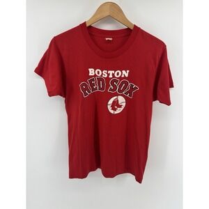 Vintage 1980's Boston Red Sox T Shirt Single Stitch Sz L 50/50‎ USA Screen Stars